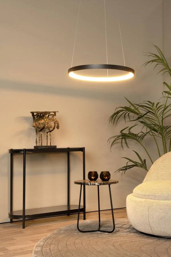 Lucide VIDAL - Suspension - Ø 58 cm - LED Dim. - 1x48W 2700K - Noir - ambiance 1